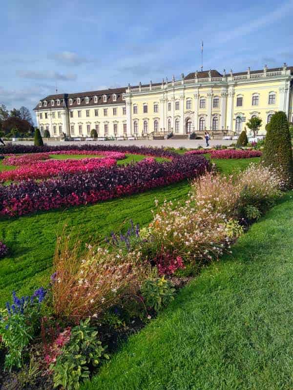 Flowers in bloom at Ludwigsburg Palace Gardens in October at the Pumpkin Festival