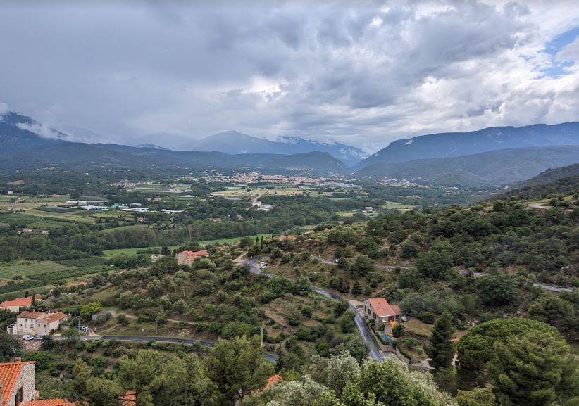 The view of the Pyrenees and the Conflent Valley from the church in Eus