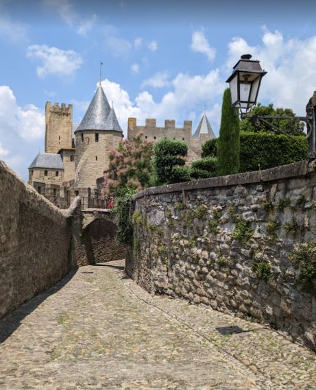 A view of the medieval streets within the walled city of Carcassonne