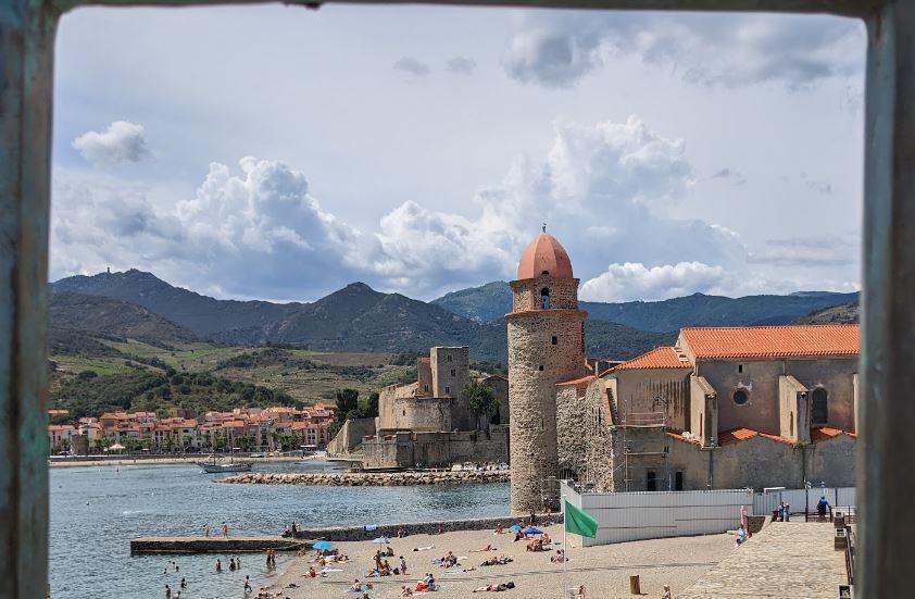 The Royal Castle in Collioure with the Pyreness as a backdrop
